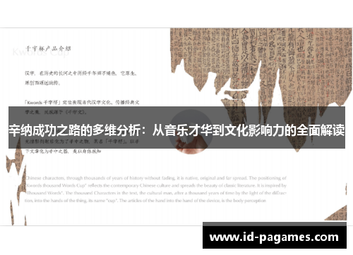 辛纳成功之路的多维分析：从音乐才华到文化影响力的全面解读