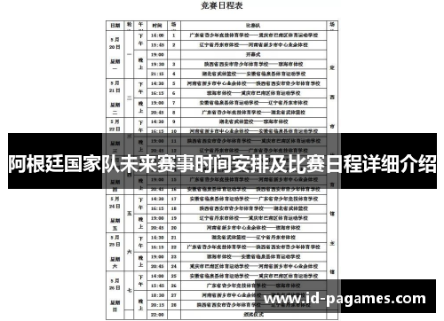 阿根廷国家队未来赛事时间安排及比赛日程详细介绍